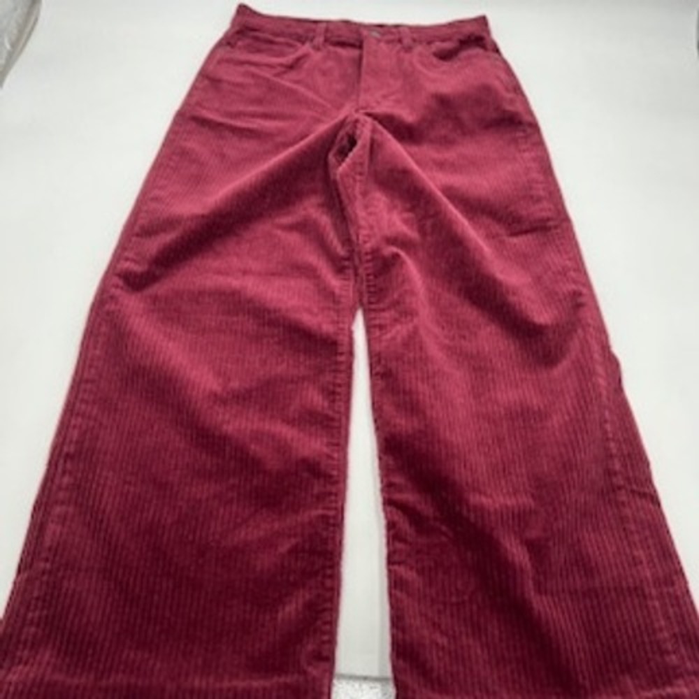 Lands End Burgundy Corduroy Wide Leg High Rise Pants Womens Size 8 Wine Red - Picture 9 of 16